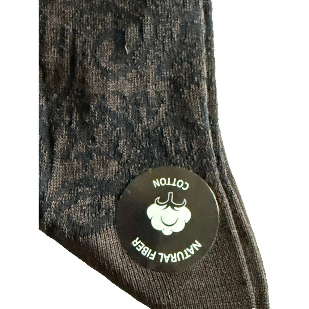 Vannucci Designer Paisley Mens Dress Socks Sz 10-13 Black Brown Cotton